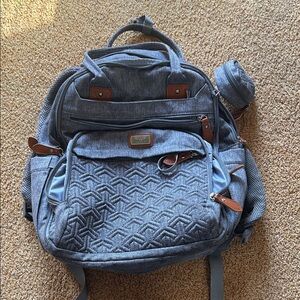 Stylish Welavila Grey Baby Backpack/Diaper Bag with Quilted Design
